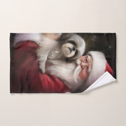 Shih Tzu Met Sinterklaas Feestelijke Kerstmis Bad Handdoek (Handdoek)