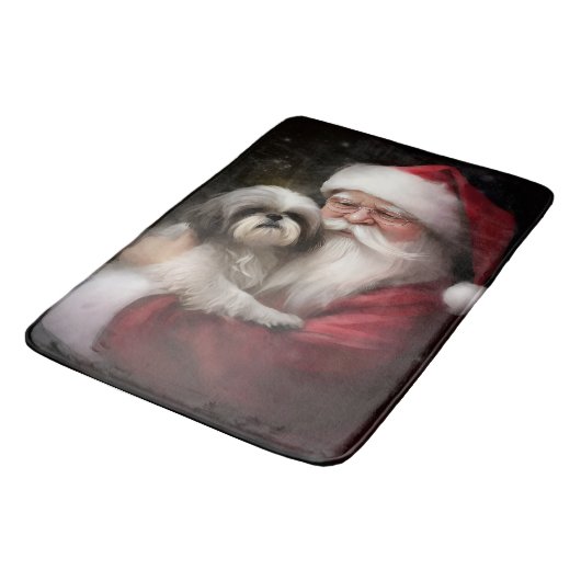 Shih Tzu Met Sinterklaas Feestelijke Kerstmis Badmat (Gekanteld)