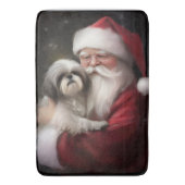 Shih Tzu Met Sinterklaas Feestelijke Kerstmis Badmat (Voorkant Verticaal)