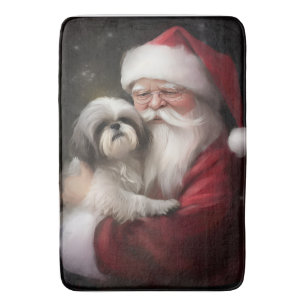 Shih Tzu Met Sinterklaas Feestelijke Kerstmis Badmat