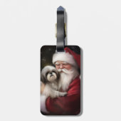 Shih Tzu Met Sinterklaas Feestelijke Kerstmis Bagagelabel (Achterkant verticaal)