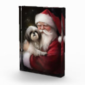 Shih Tzu Met Sinterklaas Feestelijke Kerstmis Fotoblokken (Rechts)