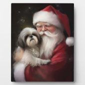 Shih Tzu Met Sinterklaas Feestelijke Kerstmis Fotoplaat (Voorkant)