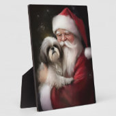 Shih Tzu Met Sinterklaas Feestelijke Kerstmis Fotoplaat (Zijkant)