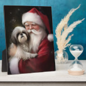 Shih Tzu Met Sinterklaas Feestelijke Kerstmis Fotoplaat (Zijkant)