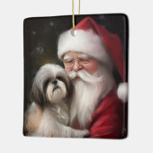 Shih Tzu Met Sinterklaas Feestelijke Kerstmis Keramisch Ornament (Links)