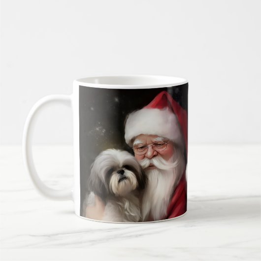 Shih Tzu Met Sinterklaas Feestelijke Kerstmis Koffiemok (Links)