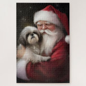 Shih Tzu Met Sinterklaas Feestelijke Kerstmis Legpuzzel (Verticaal)