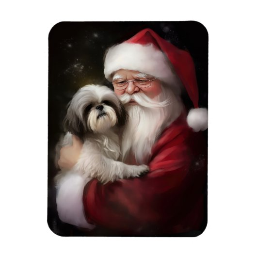 Shih Tzu Met Sinterklaas Feestelijke Kerstmis Magneet (Verticaal)