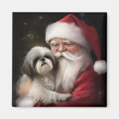 Shih Tzu Met Sinterklaas Feestelijke Kerstmis Magneet (Voorkant)