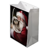Shih Tzu Met Sinterklaas Feestelijke Kerstmis Medium Cadeauzakje (Achterkant Gekanteld)