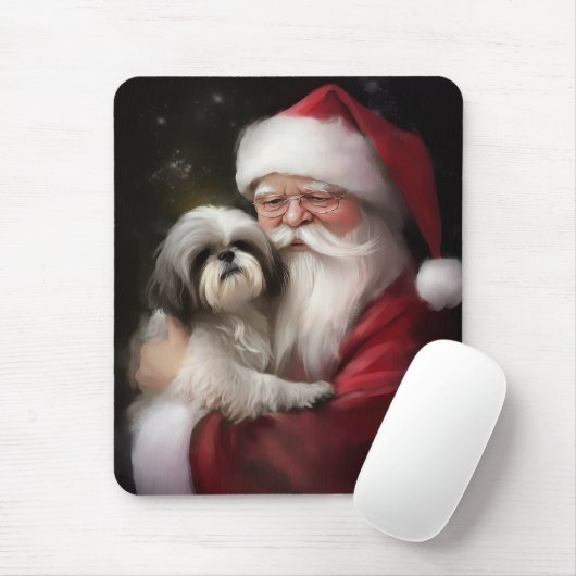 Shih Tzu Met Sinterklaas Feestelijke Kerstmis Muismat (Met muis)