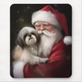 Shih Tzu Met Sinterklaas Feestelijke Kerstmis Muismat (Voorkant)