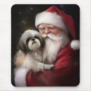 Shih Tzu Met Sinterklaas Feestelijke Kerstmis Muismat