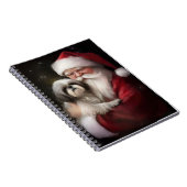 Shih Tzu Met Sinterklaas Feestelijke Kerstmis Notitieboek (Rechterzijde)