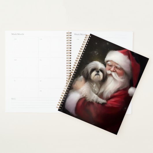 Shih Tzu Met Sinterklaas Feestelijke Kerstmis Planner (Display)