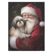 Shih Tzu Met Sinterklaas Feestelijke Kerstmis Tafelkleed (Voorkant)