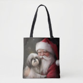 Shih Tzu Met Sinterklaas Feestelijke Kerstmis Tote Bag (Voorkant)