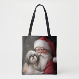 Shih Tzu Met Sinterklaas Feestelijke Kerstmis Tote Bag