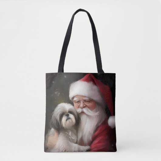 Shih Tzu Met Sinterklaas Feestelijke Kerstmis Tote Bag (Voorkant)