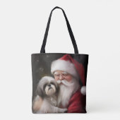 Shih Tzu Met Sinterklaas Feestelijke Kerstmis Tote Bag (Achterkant)