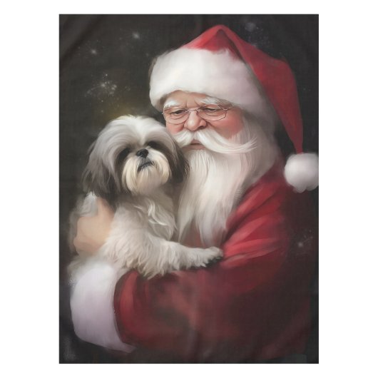 Shih Tzu met Sinterklaas Festieve Kerst Tafelkleed (Voorkant)