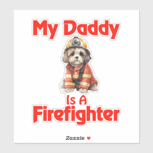 Shih Tzu Mijn papa is een brandweerman Sticker (Vel)
