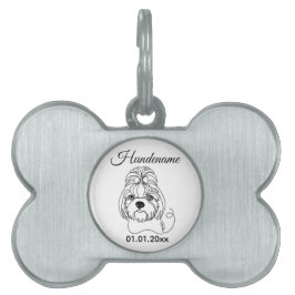 Shih Tzu Minimalist Line Art Personalized Tag Huisdieren Naamplaatje