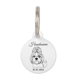 Shih Tzu Minimalist Line Art Personalized Tag Huisdierpenning