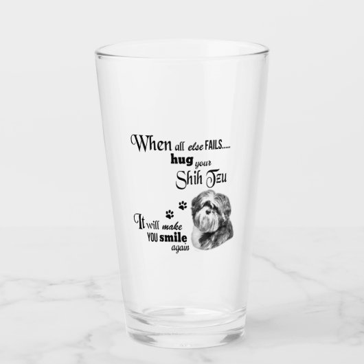 Shih Tzu moderne kunst schattige hondenras slogan Glas (Voorkant)