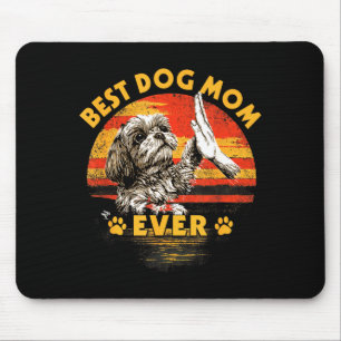 Shih tzu moeder retro zonsondergang grappige hond muismat