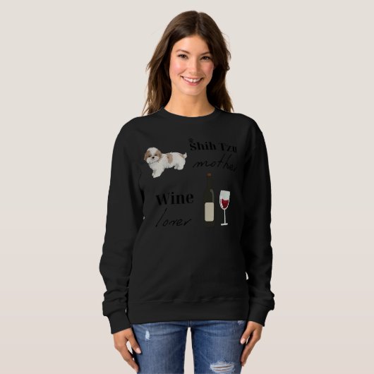 Shih Tzu Moeder Wijn Gepaste Scoop Trui (Voorkant volledig)