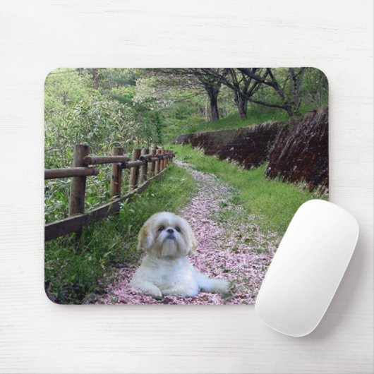 Shih Tzu Mousepad Purple Flowers Muismat (Met muis)