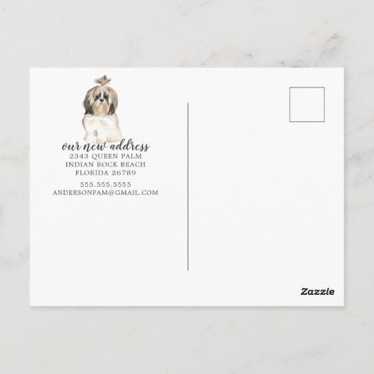 Shih tzu Moving Announcement Briefkaart (Achterkant)