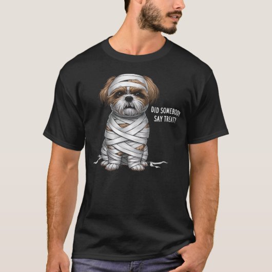 Shih Tzu Mummy Halloween Dog T-shirt (Voorkant)