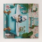 Shih Tzu neemt een bubbelbad Legpuzzel (Horizontaal)
