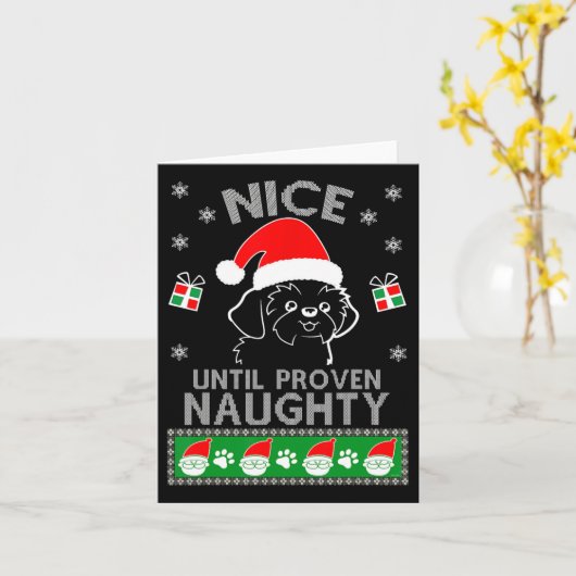 Shih Tzu Nice tot bewezen Naughty Ugandekerst Kaart (Gele Bloem)