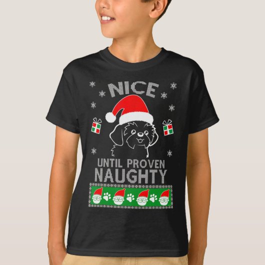 Shih Tzu Nice tot bewezen Naughty Ugandekerst T-shirt (Voorkant)