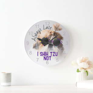 Shih Tzu Niet Altijd Late leuke grappige hond foto Grote Klok