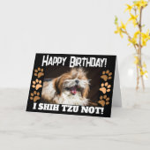 Shih tzu niet lachend leuk Verjaardagsgroet  Kaart (Gele Bloem)
