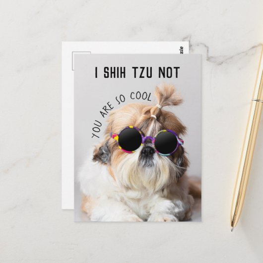 Shih Tzu Niet leuk leuke hondenliefhebbers Custom Briefkaart (Voorkant / Achterkant in situ)