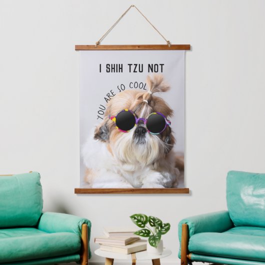 Shih Tzu Niet leuk leuke hondenliefhebbers Custom  Hangend Wandkleed (Woonkamer)