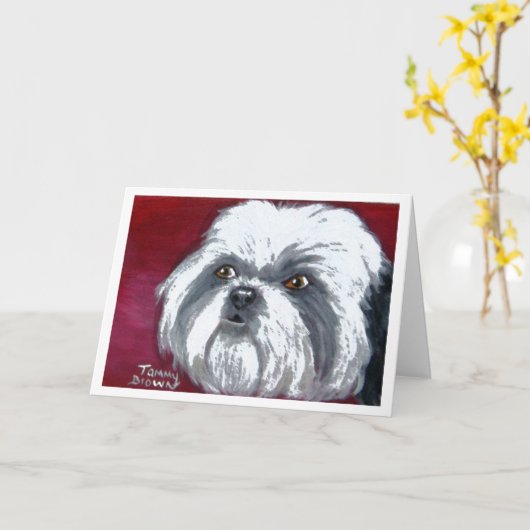 Shih Tzu Notecard Kaart (Gele Bloem)