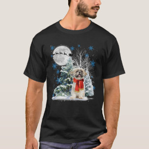 Shih Tzu Onder Moonlight Sneeuw Kerstmis Pyjama Sw T-shirt