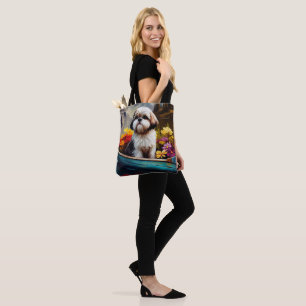 Shih Tzu op een peddel: Een landschappelijk avontu Tote Bag
