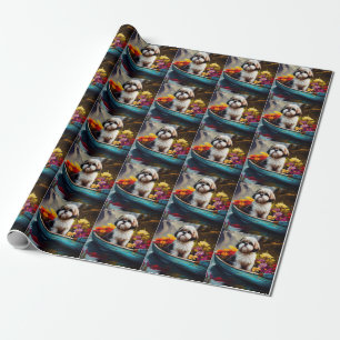 Shih Tzu op een peddel: Een landschapsavontuur Cadeaupapier