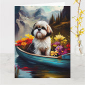 Shih Tzu op een peddel: Een Schilderachtig avontuu Kaart (Gele Bloem)