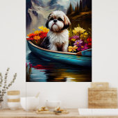Shih Tzu op een peddel: Een Schilderachtig avontuu Poster (Keuken)