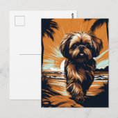 Shih-tzu op het strand briefkaart (Voorkant / Achterkant)
