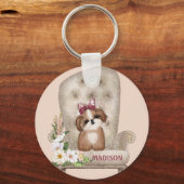 Shih Tzu op stoel Sleutelhanger (Voorkant)